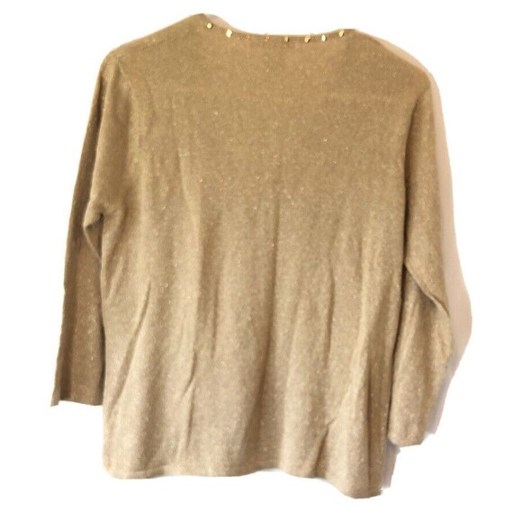 Gold Sweater Women Sz Medium Shimmery Sequin Natalie & Me Knit Metallic Design - Picture 6 of 9